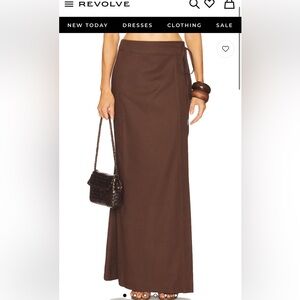 NWT Riot Swim Callen Side Tie Maxi Skirt in Chocolate